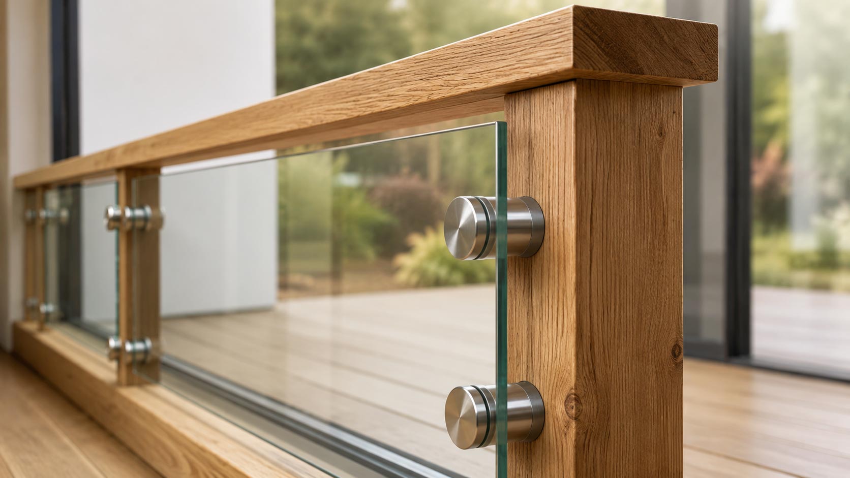 Verbindung von Metall und Glas mit Holz