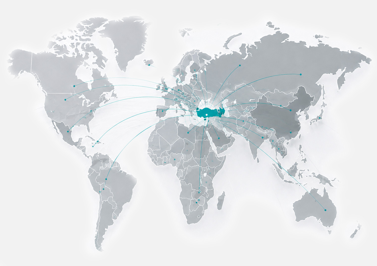 World map showing the countries Euromaster exports to